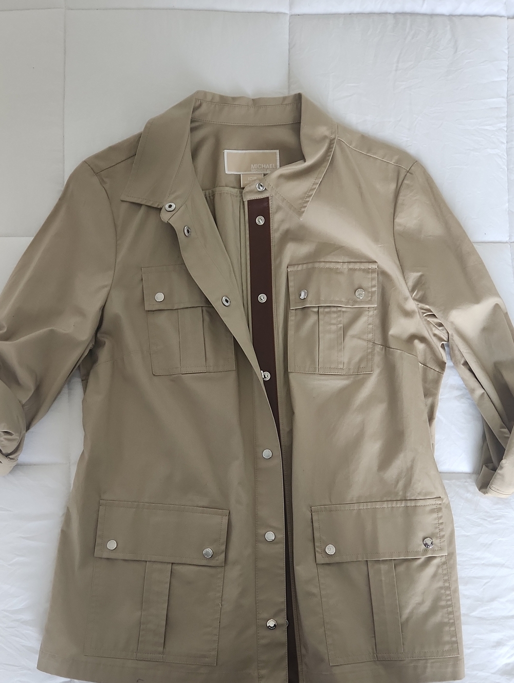 Michael Kors Khaki Utility Jacket with Snap Pockets